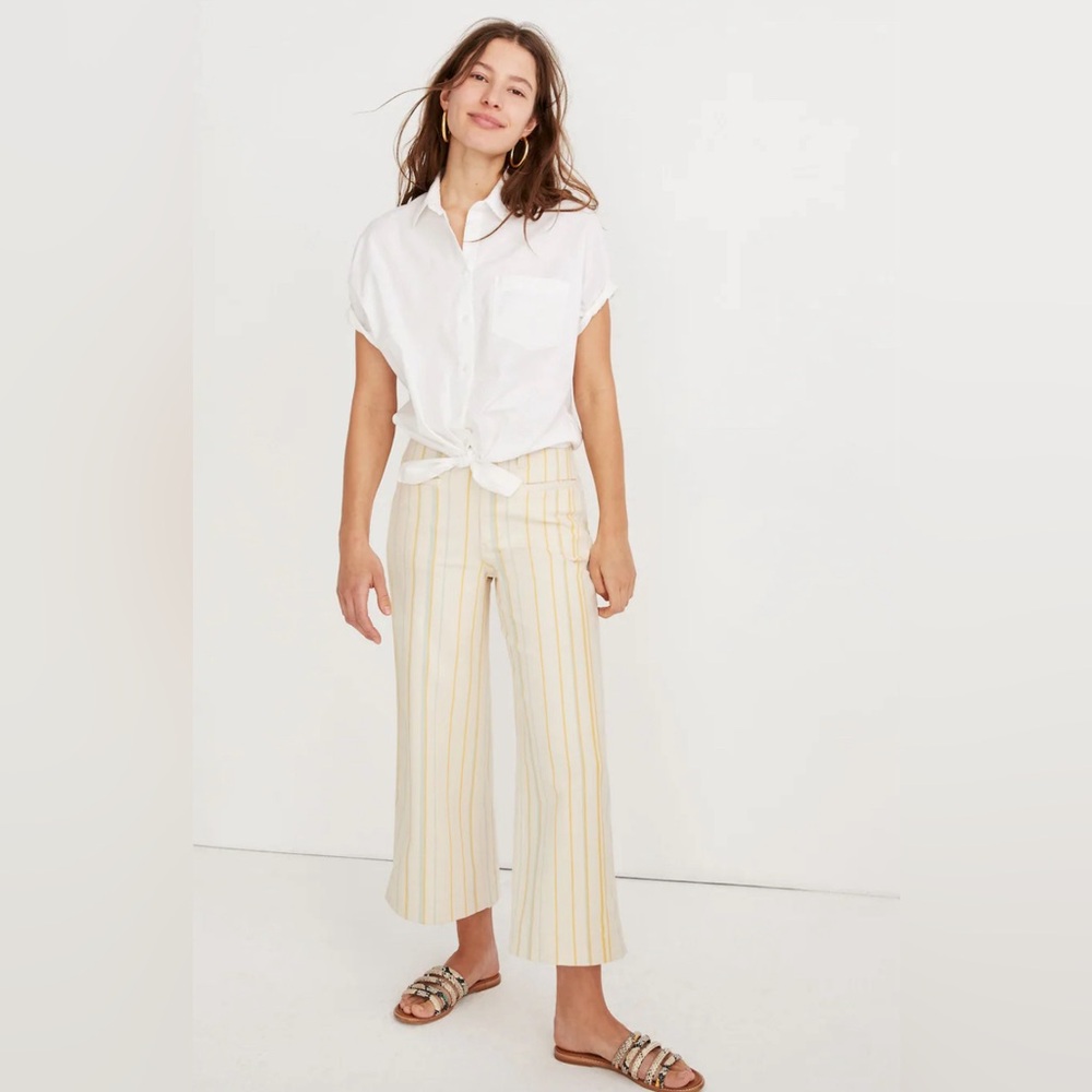 Madewell Emmett Wide Leg Crop Pants in Stripe
